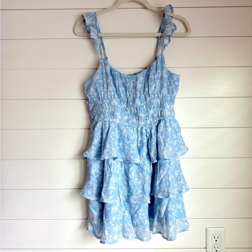 New, Altar’d State, Blue Floral Sundress With Flutter Sleeves, Size Large
